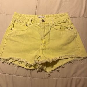 Zara Yellow Jean Shorts